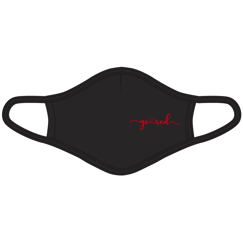 AHA Go Red Black Mask (Small Logo)